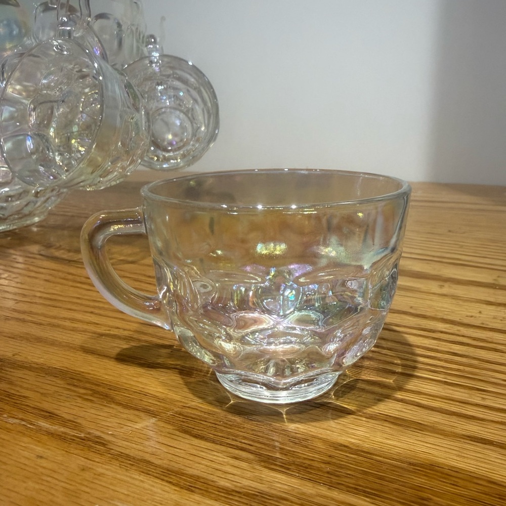 Indiana Glass Iridescent Punch Bowl Set with Clear Cups - Picture 4 of 10